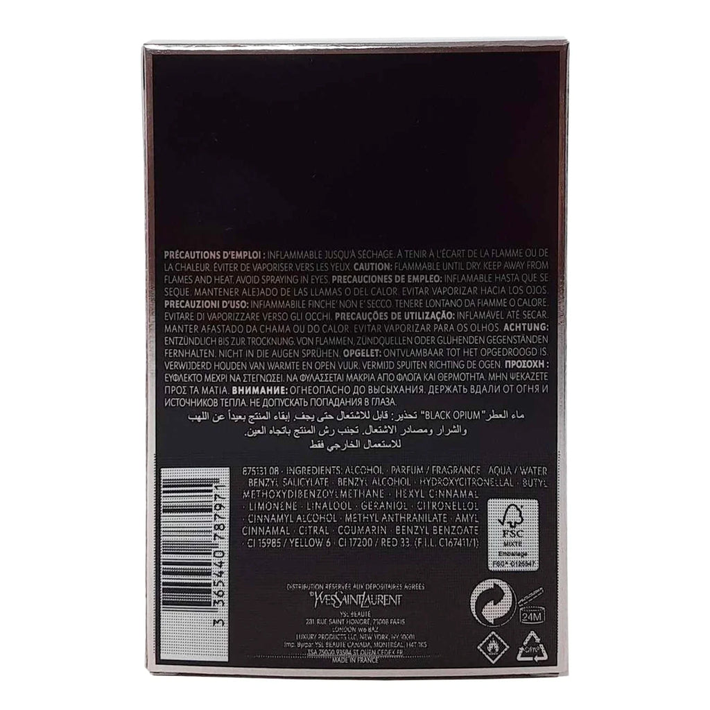 Black Opium by Yves Saint Laurent Eau De Perfumes Spray 3 oz for Female